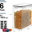 Cereal Container Set, MCIRCO Airtight Food Storage Containers ((4L /135.2oz) Set of 6, Cereal Dispensers with Measuring Tools