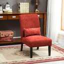 Roundhill Furniture Red Pisano Chenille Fabric Armless Contemporary Accent Chair with Matching Kidney Pillow, 31.8D x 22.8W x 36.5H Inch
