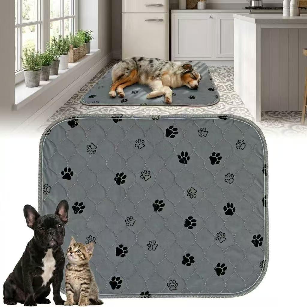 32" x 36" Reusable Dog Training Pads Washable Puppy Pee Pads, 4-Layer Super Absorbent & Leakproof Potty Training Mat with Non-Slip Bottom for Indoor Dogs, Crate & Travel, Gray