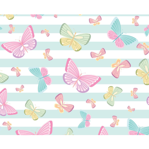 YULEEE Butterfly Duvet Cover Set Twin Size - Pink Bedding for Kids, Blue Stripes Quilt Cover with Zipper Closure, 3 Piece Reversible Comforter Cover Set(1 Duvet Cover + 2 Pillowcases)