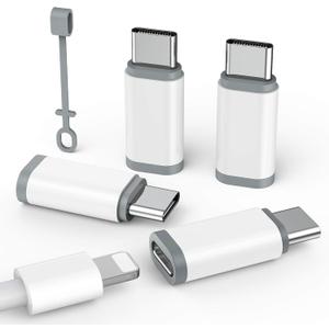 4 Pack Lightning to USB C Adapter for iPhone 15/16/17 Pro Max/Plus,Samsung S24/S25, Pixel, Nintendo Switch, USB Type C to Lightning Cable Connector for iPhone 17/16 Charger- (Not for Headphones/OTG) (White)