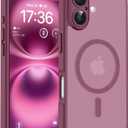 TOCOL Magnetic for iPhone 16 Case, Upgraded Full Camera Protection, Compatible with Magsafe, Drop Protection, Translucent Matte Back Phone Cover 6.1 inch (Plum)