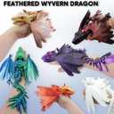 Feathered Wyvern Dragon, 3D Printed Dragon Fidget Toy,Flexible Articulated Dragon,3D Printed Toys, Desktop Pet (13.5 in, Black Purple)