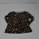Long Sleeve Shirts for Women - Casual Y2K Printing Crop Tops Crewneck Slim Fit T-Shirt Tees (Small, Black Leopard)