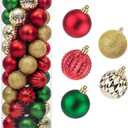 45Pcs 6cm/2.36inch Christmas Balls Glitter Ornaments Set, Shatterproof Plastic Xmas Tree Hanging Ornament, Christmas Decorations Balls for Holiday Festival Wedding House Bar Party(Red/Gold/Green)