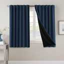 H.VERSAILTEX 100% Blackout Curtains for Bedroom with Black Liner Full Room Darkening Curtains 54 Inches Long Thermal Insulated Back Tab/Rod Pocket Window Drapes for Living Room, 2 Panels, Navy