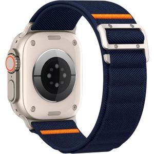 Sport Band Compatible with Apple Watch Ultra 3/2/1 Band 49mm 46mm 45mm 44mm 42mm 41mm 40mm 38mm Men Women, Stretchy Nylon Loop Strap with G-Hook for iWatch Series Ultra 11 10 SE 9 8 7 6 5 4 3 (Navy Blue)