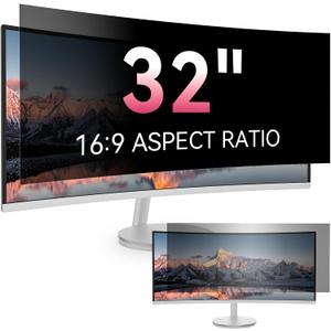 [2026 New] 32 inch Computer Privacy Screen Filter for 16:9 Widescreen Monitor – Fits Flat & Curved Screens, Removable Anti Glare Blue Light Eye Protection Shield, 32in Anti Scratch Spy Protector Film
