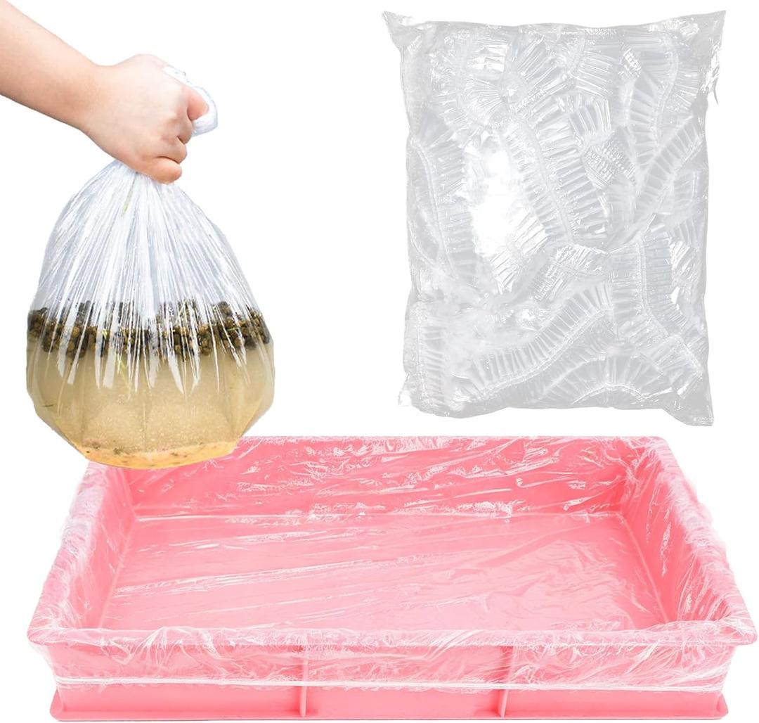 Small Animal Cage Liners Disposable, 50 PCS Rabbit Litter Box Liner Cage Tray Liner Pet Litter Pan Bags Plastic Film Cover for Guinea Pig Bunny Bird Chinchilla Hedgehog (Compact)