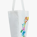 Set of 2 Reusable Monogram Letter Personalized Tote Bags for Women, Floral Design X Letter