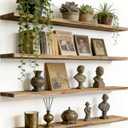 36 Inch Rustic Wood Floating Shelves Farmhouse Wooden Wall Shelves for Bathroom Bedroom Living Room Kitchen Office Set of 4 Light Brown
