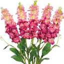 5pcs Delphinium Artificial Flowers Silk UV Resistant Flowers, 25.5" Long Stem Fake Pink Flower for Tall Vase, UV Protected Faux Floral Arrangements for DIY Bouquets Centerpieces Home Wedding Decor