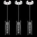 Pendant Ceiling Light Fixture, LED Kitchen Lighting Crystal Pendant Lights Kitchen Island, 1-Light Integrated Kitchen Hanging Light Fixture Modern Island Light with Bubble Glass Three Pack (Nickel-Cold)