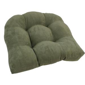 Blazing Needles Microsuede Rounded Back Chair Cushion, 19" x 19", Sage Green