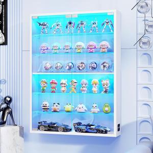 Wall Display Case with Glass Doors, Sports Card Display Case