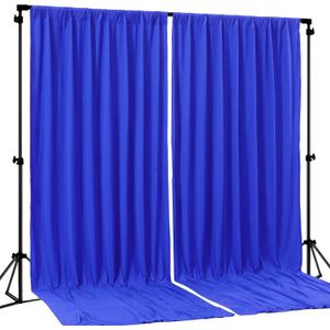 Royal Blue Backdrop Curtain 2 Panels-Wrinkle-Free Royal Blue Curtains Polyester Photography Drapes for Baby Shower Birthday Party Photo Background Backdrop Stand- 8 X10FT