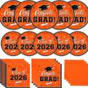 Graduation Party Plates and Napkins Gatherfun Graduation decorations 2026 Orange Disposable Paper Plates Luncheon Napkins Cocktail Napkins for Congrats Grad Party Decorations, Serve 50
