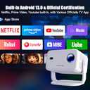 [Netflix Licensed] 4K Projector with Wifi and Bluetooth, Built-in Android 13, Smart 1080P Projector, Auto Focus&Auto Keystone Correction with Voice Control Movie Projector for HomeTheater/Outdoor