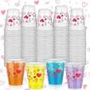 200 Pcs Valentine's Day Plastic Shot Cups Bulk 2 oz Pink Heart Disposable Shot Glasses Small Drinking Tasting Cups for Whiskey Liquor Valentines Wedding Anniversary Holiday Bachelor Party