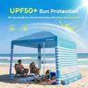Gorich Beach Cabana with UPF50+ UV Protection, 8x8 FT/10x10 FT Beach Canopy Tent with Side Wall, Easy Setup, Windproof Portable Sun Shelter Shade for Family