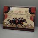 Large 23 inches Horse Racing Board Game with 11 Luxury Metal Horses, Foldable Wood Horse Race Board Game with 2 Sets of Dice, 2 Boxes of Cards for Parties and Gambling (Medium, Black)