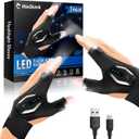 Fathers Day Dad Gifts for Dad Husband, LED Flashlight Gloves Rechargeable, Fathers Day Mens Gifts from Daughter Son Wife, Anniversary Birthday Gifts for Men Him Grandpa, Camping Fishing Gifts (Black)