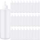 Irenare 30 Pack Plastic Condiment Squeeze Bottles for Sauces Empty Squirt Bottle with Top Cap for Condiment BBQ, Dressing, Paint, Workshop, Crafts(White,16 oz)