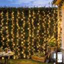 JMEXSUSS 300 LED Remote Control Curtain Lights, Plug in Fairy Curtain Lights Outdoor, Window Wall Hanging String Lights for Bedroom Indoor Dorm Backdrop Wedding Party Patio Christmas Decor, Warm White