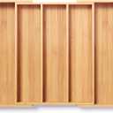 Expandable Kitchen Drawer Organizer, Bamboo Silverware Organizer, Adjustable Flatware Tray for Utensils(16.92 * 13.30~22.83 * 1.96)