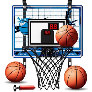 Indoor Mini Basketball Hoop, Over The Door Basketball Hoop With Height Adjustment, Electronic Scoreboard, Remote Control, Upgrade 3 Modes Games Sport Toys Birthday Gifts for Kids 5-10+ Years Old