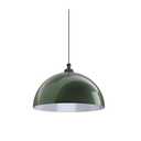 Steel Lighting Co. Beverly Pendant Light | Ceiling Mounted | 10 inch Round Dome | Modern Contemporary Farmhouse Style Made in America | Avocado Cloth Cord | Hunter Green Exterior/White Interior