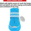 QUMY 4PCS Dog Boots for Large Dogs, Medium Dog Shoes & Paw Protectors for Hot Pavement, Summer Heat Protection, Mesh Breathable Nonslip Dog Booties for Hardfloors, Walking Running Hiking Blue Size 4