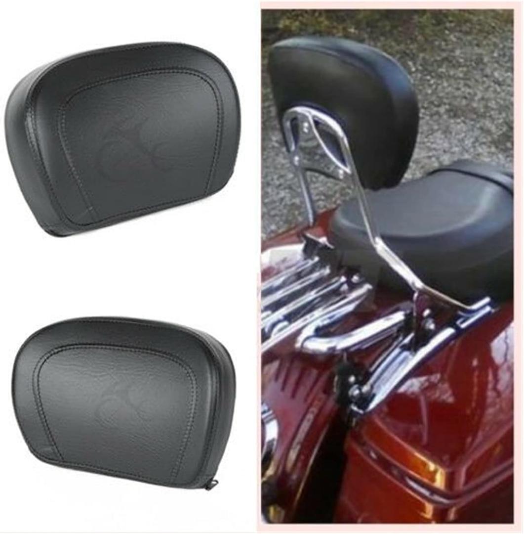 Black Sissy Bar Backrest Pad Compatible with Harley Touring Road King Street Electra Glide FLH FLHX FLHT 1997-2020