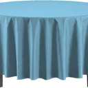 Exquisite Sky Blue Round Plastic Table Cloth Disposable 6 Pack - 84 Inch Round Tablecloth for Tables up to 6 Foot - Waterproof Table Cover for Party Wedding Birthday Graduation BBQ Catering