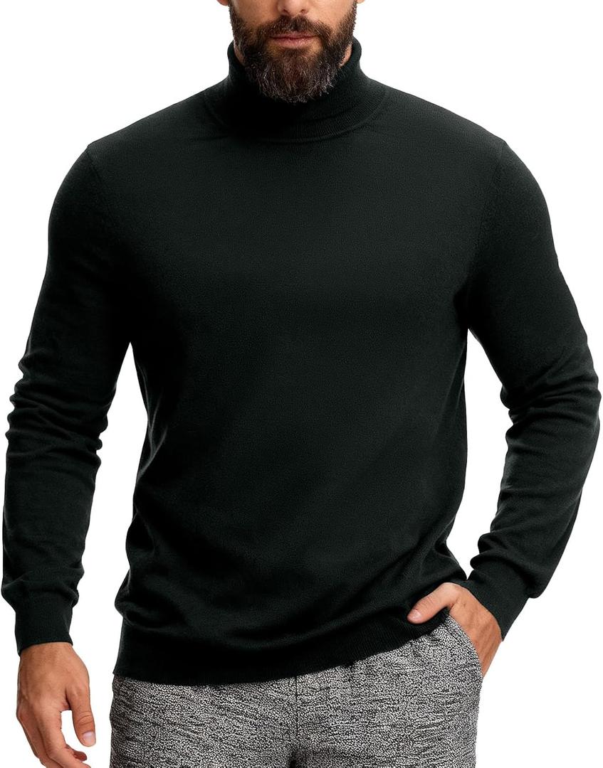 VPG Mens Turtleneck Long Sleeve Shirts, Long Sleeve Regular Fit Knit Turtle Neck Pullover Sweaters (XX-Large, Green)