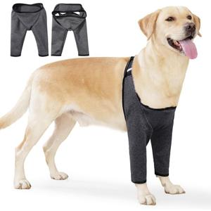 Norbi Dog Elbow Protector and Wound Care, Front Leg Brace Elbow Pads Stop Licking Recovery Sleeve for Medium Dogs Hemp Grey XXL