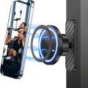 360 Degree Gym Magnetic Phone Holder, Adjustable Portable Gym Magnetic Phone Holder with Dual-Sided N52 Super Magnets, Compatible with 4-6" Smartphones, Secure Grip Scratch-Proof Alloy Base(Black)