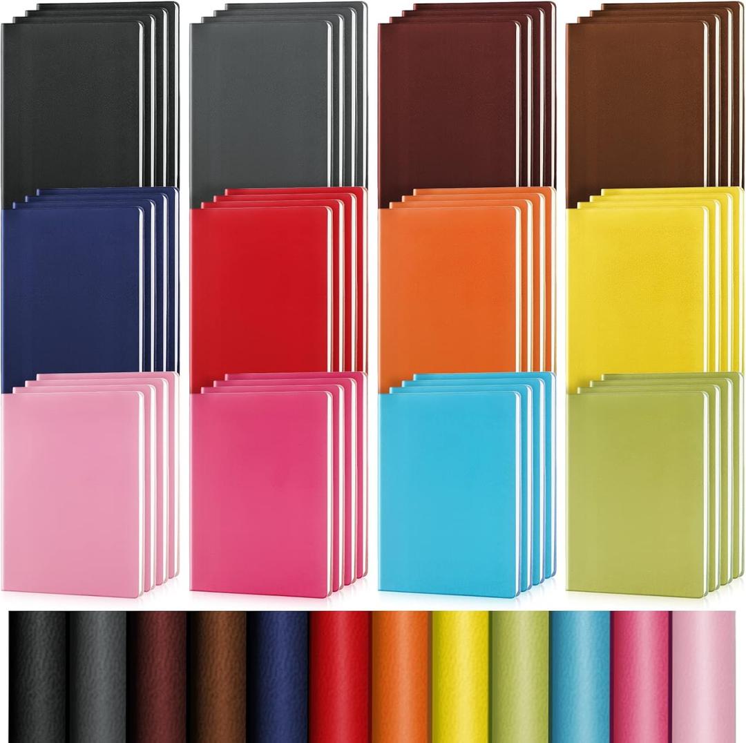 PerKoop 48 Pcs A6 PU Leather Journals Notebook Bulk Lined Journal Soft PU Leather Cover Ruled Writing Notebook for Home Writing School Office Business 128 Pages 5.7 x 3.7 Inch(Vibrant Color)