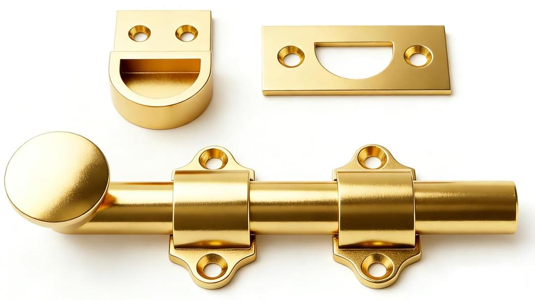 Khtumeware 4 Inches 2-Pack, Polished Brass Solid Brass Dutch Door Surface Slide Latches & Bolts, Decorative for Windows and Doors