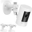 2Pack Wall Mount Bracket for Ring Stick Up Cam & Ring Outdoor Cam Plus, Adjustable Durable Mount Stand Also fit for eufy Arlo Simpllisafe Cam, Drill or No Drill Two Ways Installation Strong Adhesive (White)