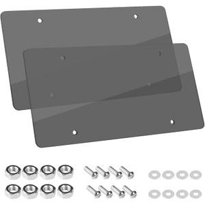 Wanheart Flat License Plate Cover Set 2 Pack Clear – Frameless ABS Protector for Standard 12×6 US Plates, Scratch UV Resistant Plate Cover with Screws Caps, Front Rear Car Accessories (Gray)