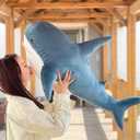 39.4 Inch XXL 15% Chubbier Weighted Giant Shark Stuffed Animal,Soft Chonky Shark Toys Shark Plush Pillows Stuffed Shark for Brave Boy's and Girl's Room Dcor,Perfect Stress Relief for Women