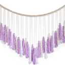 Boho Macrame Wall Hanging,Large Purple Cotton Tassel Garland,Colorful Birthday Decor,Party Backdrop Christmas Decor for Bedroom,Nursery,Play Room,Baby Shower,Girls Room Decor