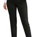 Womens Stretchy Dress Pants 2026 Trendy High Waisted Pleated Straight Leg Business Work Casual Trousers (Large, Black)