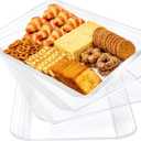 SUT 4-Pack Clear Serving Trays for Entertaining, 16" x 11" Serving Platters for Snacks, Fruit, Cookies, Dessert, Reusable Plastic Trays for Serving Food and Party Organization in Kitchen &for Parties