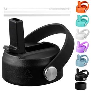 Straw Lid for Hydro Flask, Lids with Straw Compatible with Hydro Flask Wide Mouth 12/18/20/32/40 oz Water Bottles, Leak-Proof Drinking Cap with Replacement Straw, Durable Sport Bottle Lid Accessories