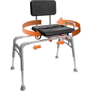 Eagle Health Supplies Sliding Shower Chair Tub Transfer Bench with Swivel Seat, FSA/HSA Eligible, Height Adjustable Shower Seat for Inside Shower, Padded Shower Chair for Elderly and Disabled, 78661