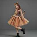 3PCS Kids Girls Jungle Animals Costume Party Dress up Ears Headband Tail Set Halloween Cosplay Birthday Sets (L(6-7Y), Tiger)