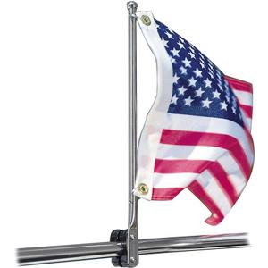 Taylor Made 15" Stainless Steel Flag Pole with Rail Mount  Made from T304 stainless steel  15" length  Mounts to 7/8" to 1 1/4" round rails  Complete with split rings  2020109098