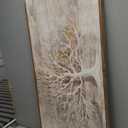 Framed Vintage Tree of Life Wall Art, Neutral Rustic Farmhouse Tree Canvas Painting Print Artwork for Walls, Gray White Beige Modern Abstract Forest Picture for Living Room Bedroom Office Wall Decor (40"L x 20"W)